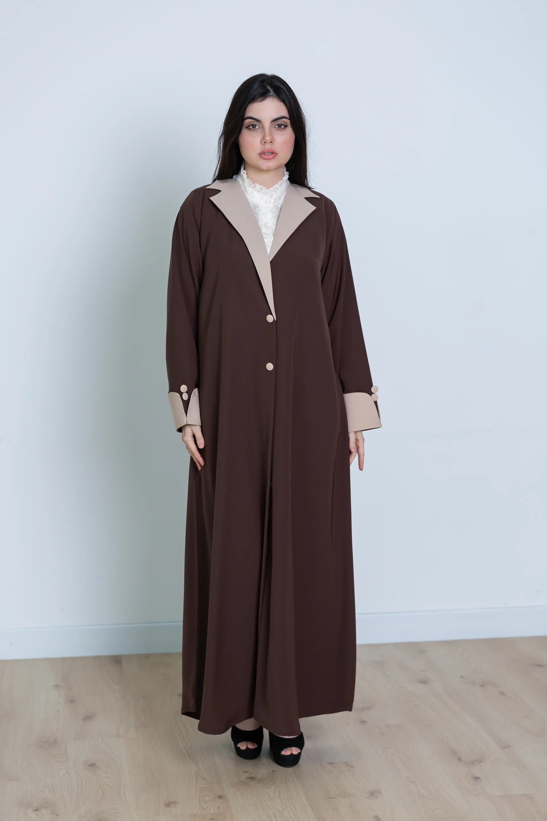 Rawda Abaya | Brown and Beige