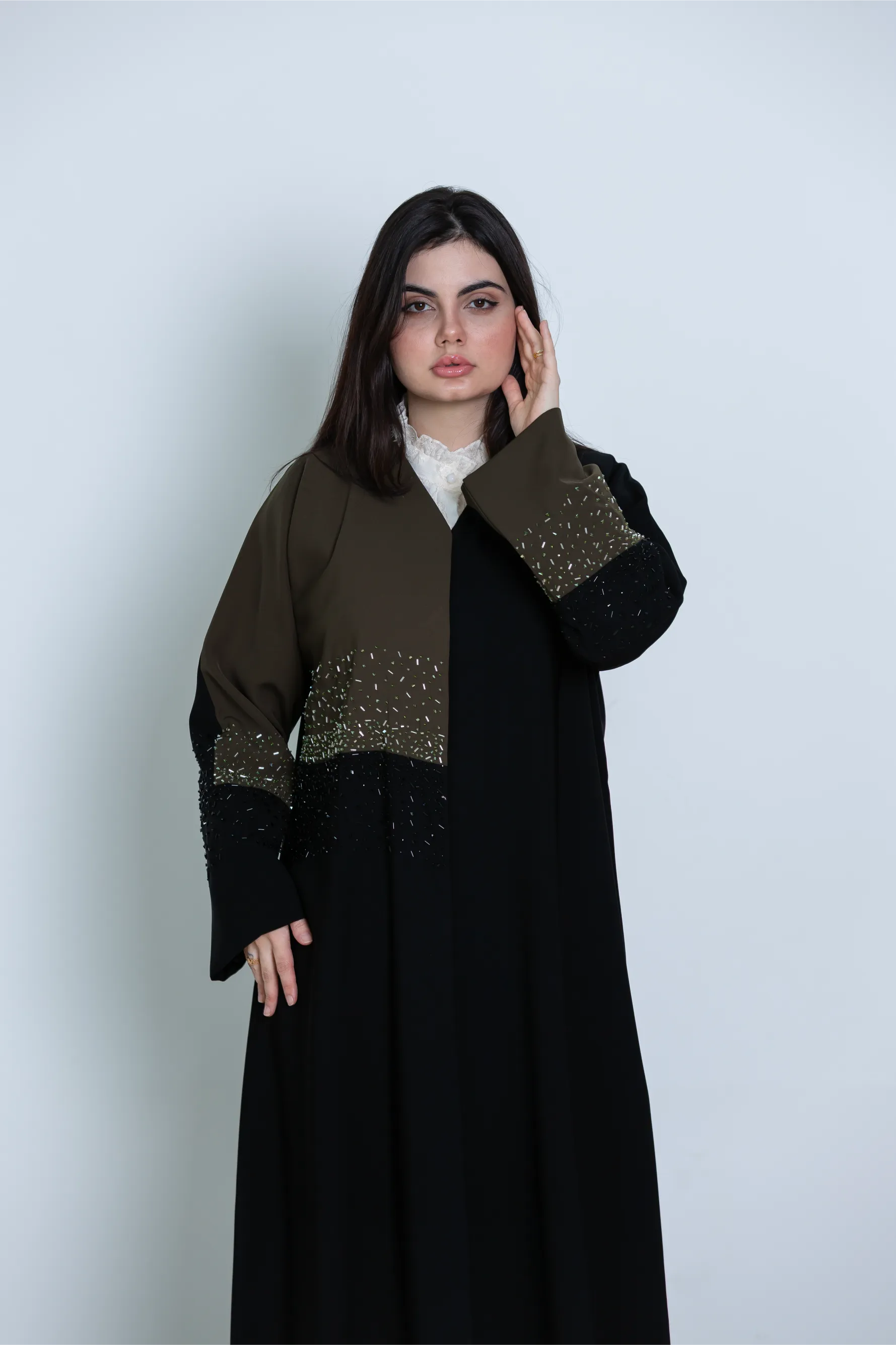 Khawla Abaya | Black and Green