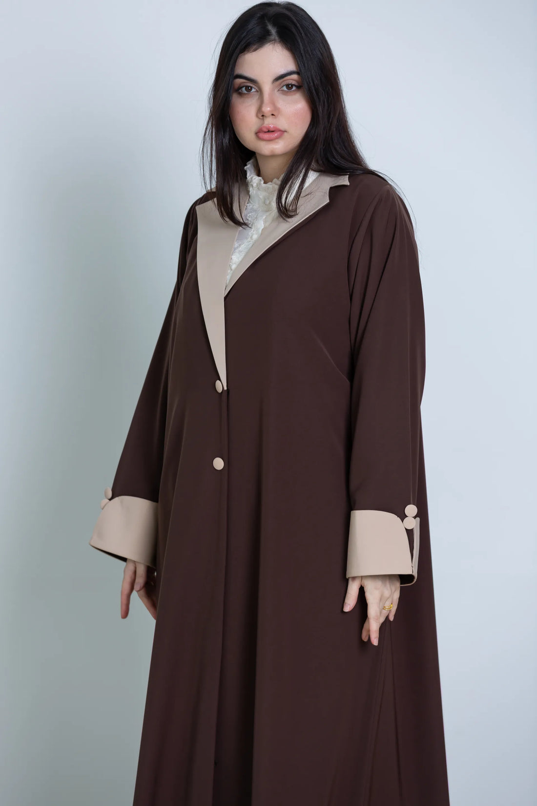 Rawda Abaya | Brown and Beige