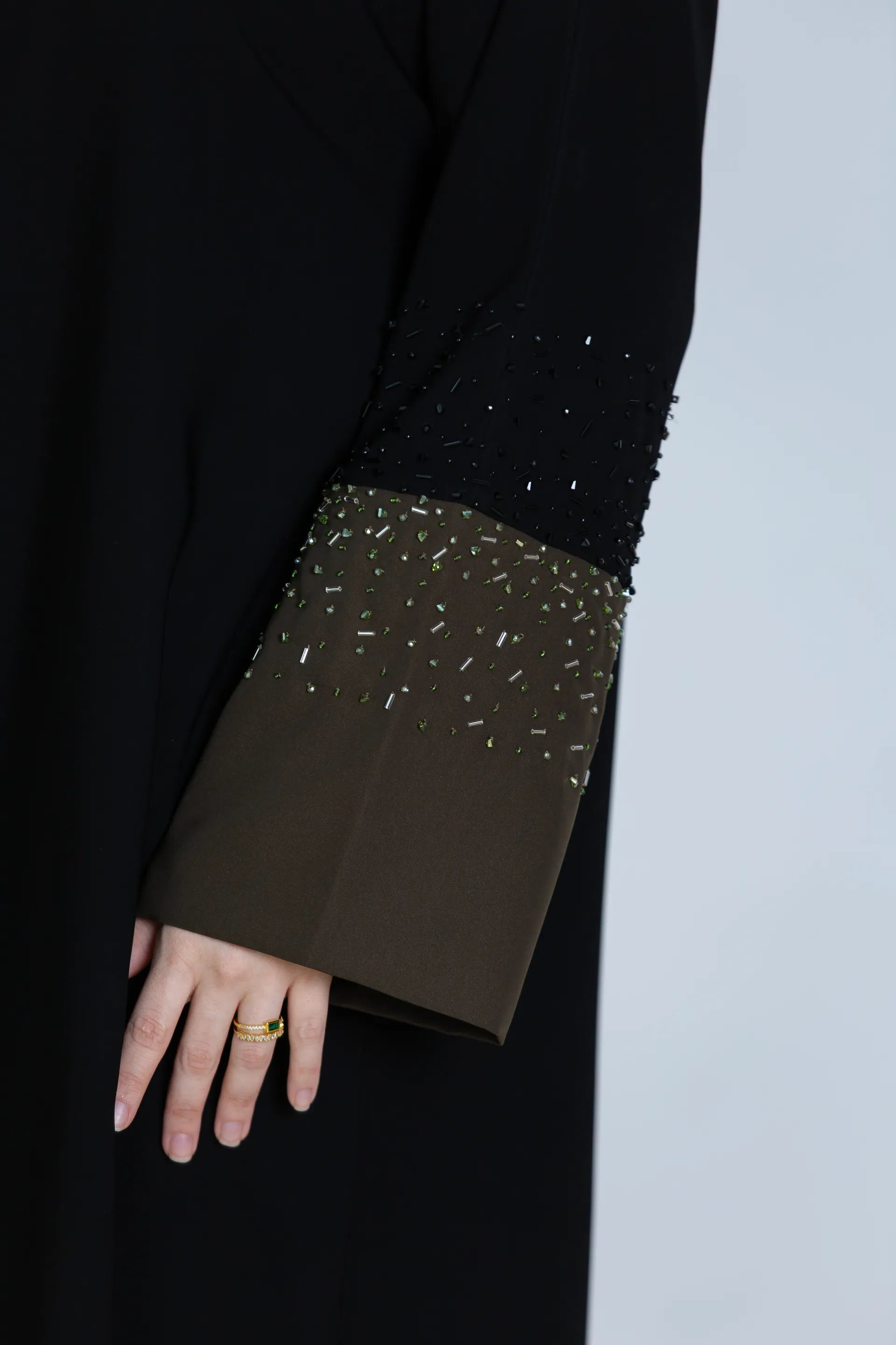 Khawla Abaya | Black and Green
