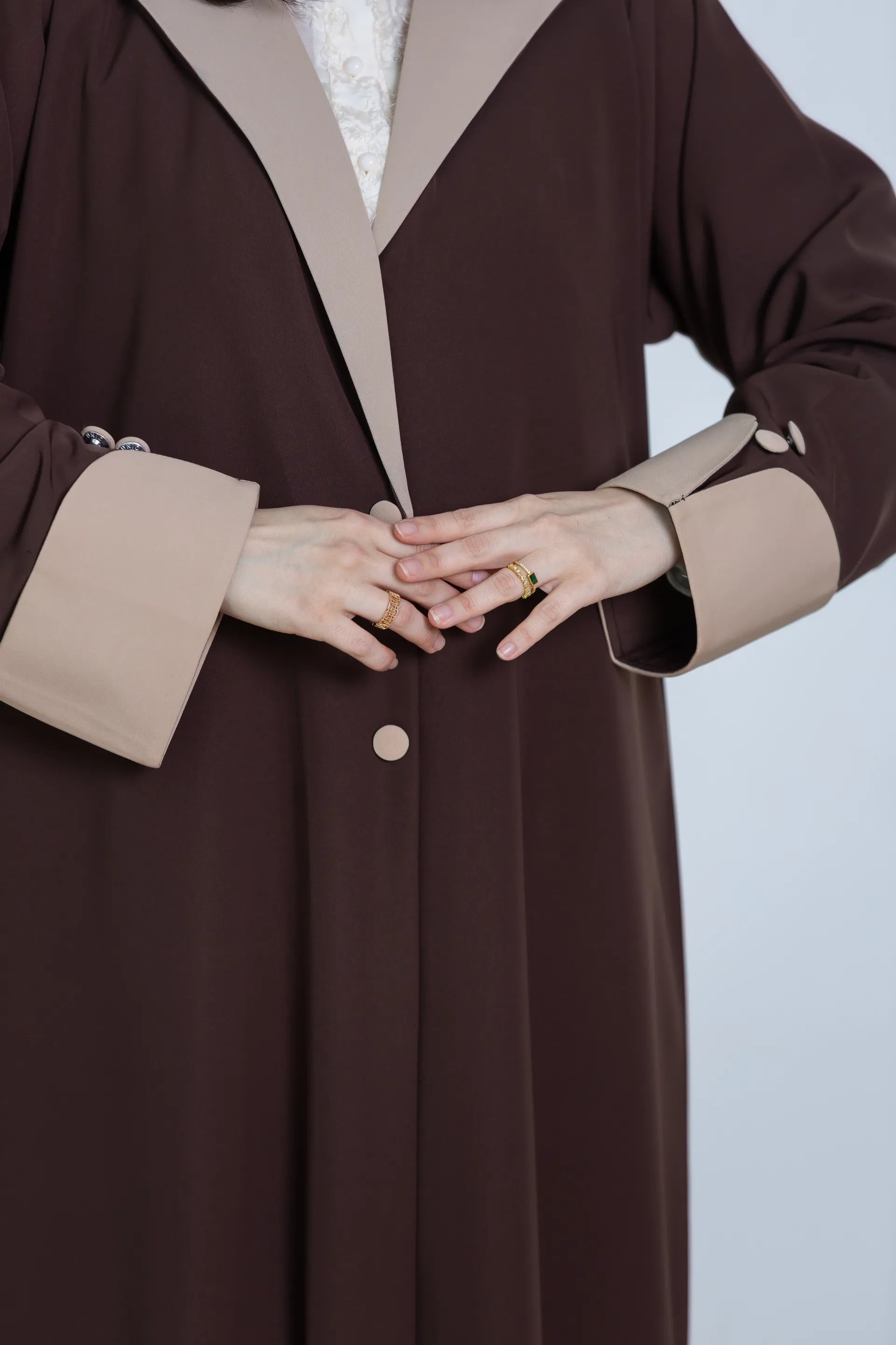 Rawda Abaya | Brown and Beige