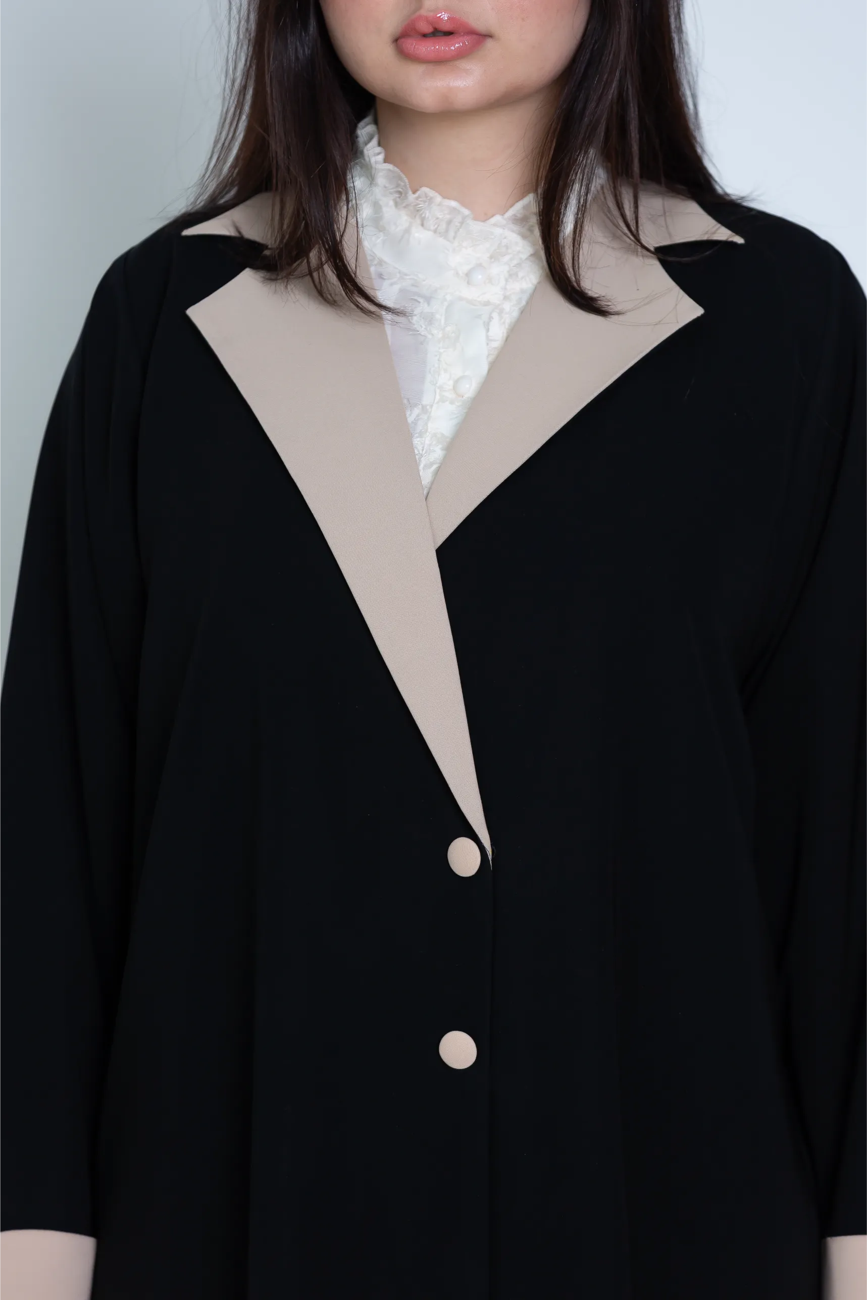 Rawda Abaya | Black and Beige
