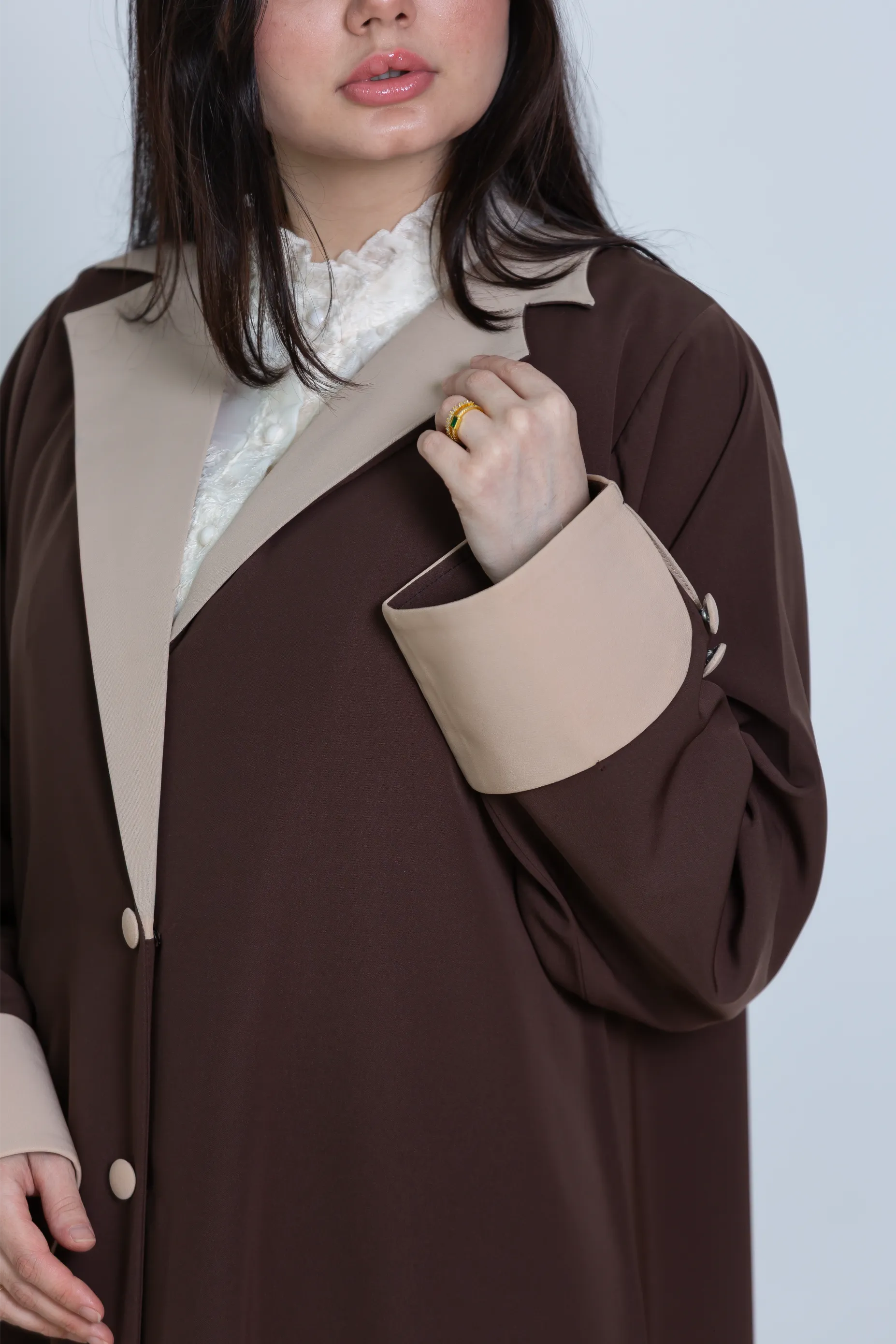 Rawda Abaya | Brown and Beige