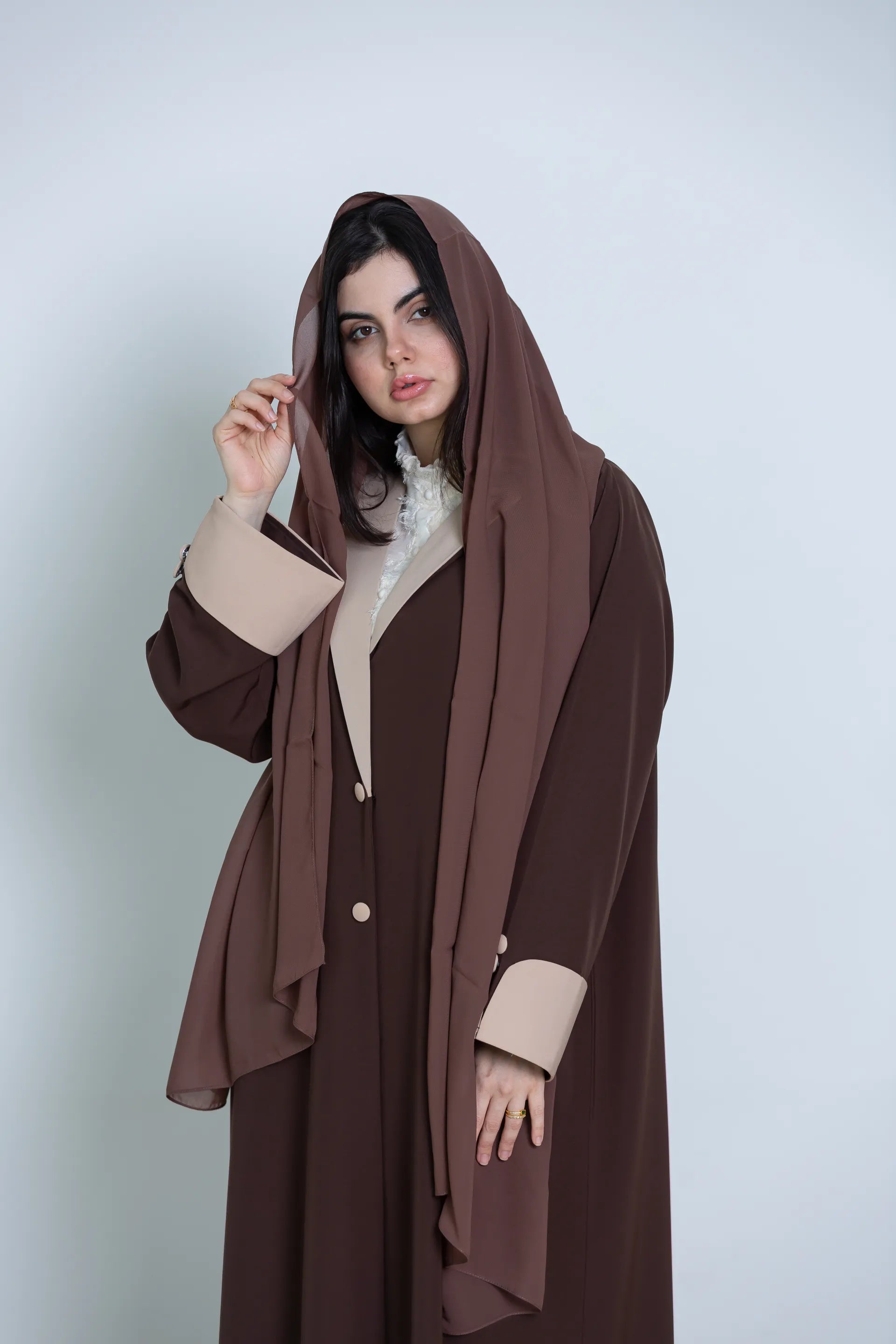 Rawda Abaya | Brown and Beige