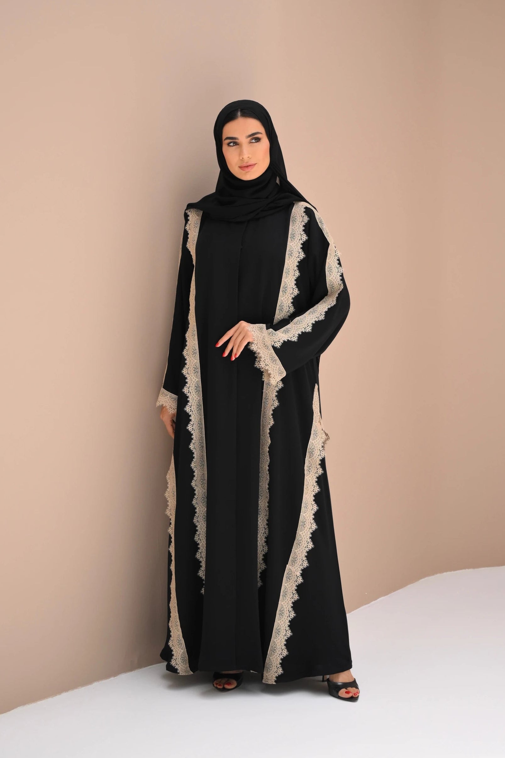 Fatema Abaya | Black And Beige