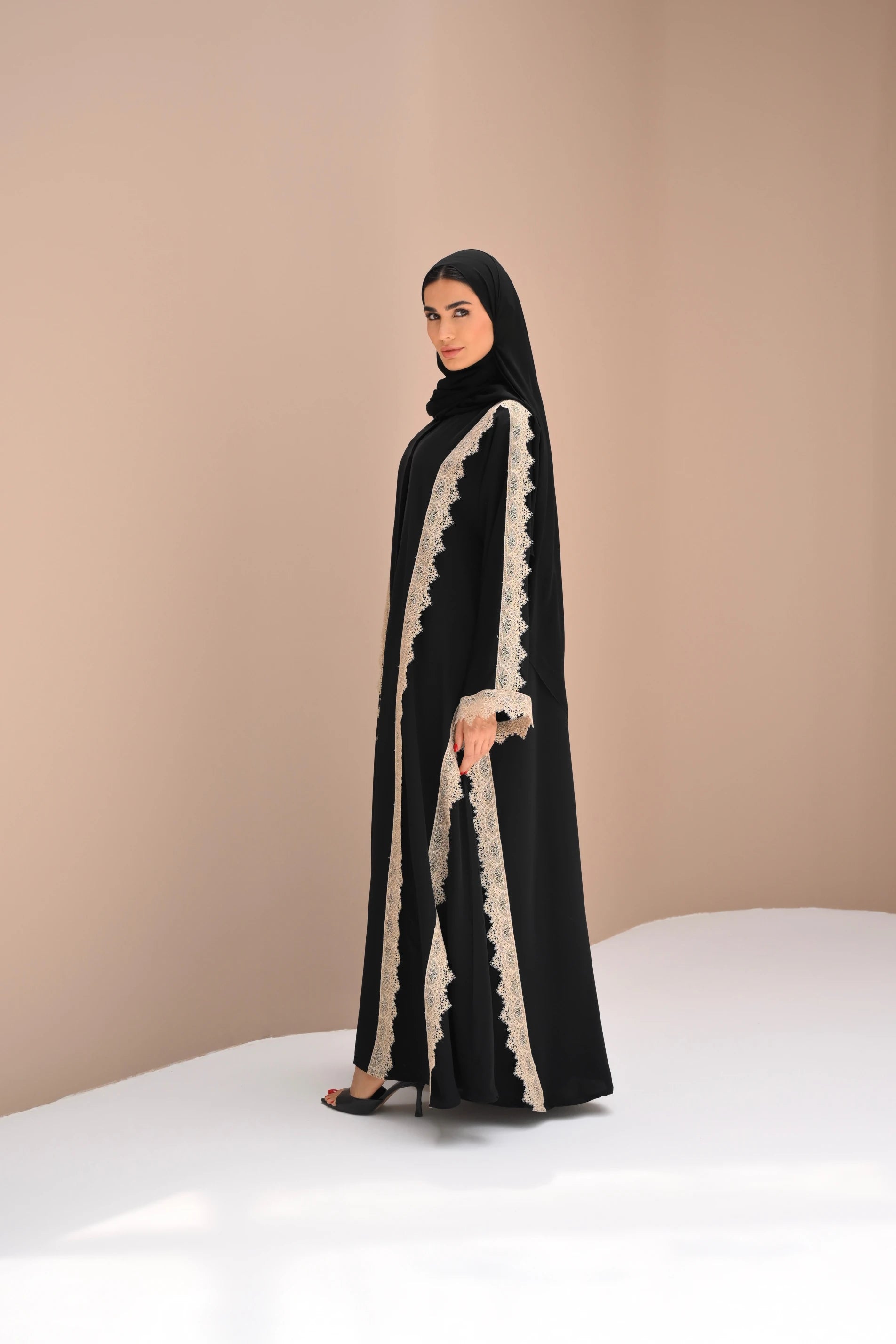 Fatema Abaya | Black And Beige