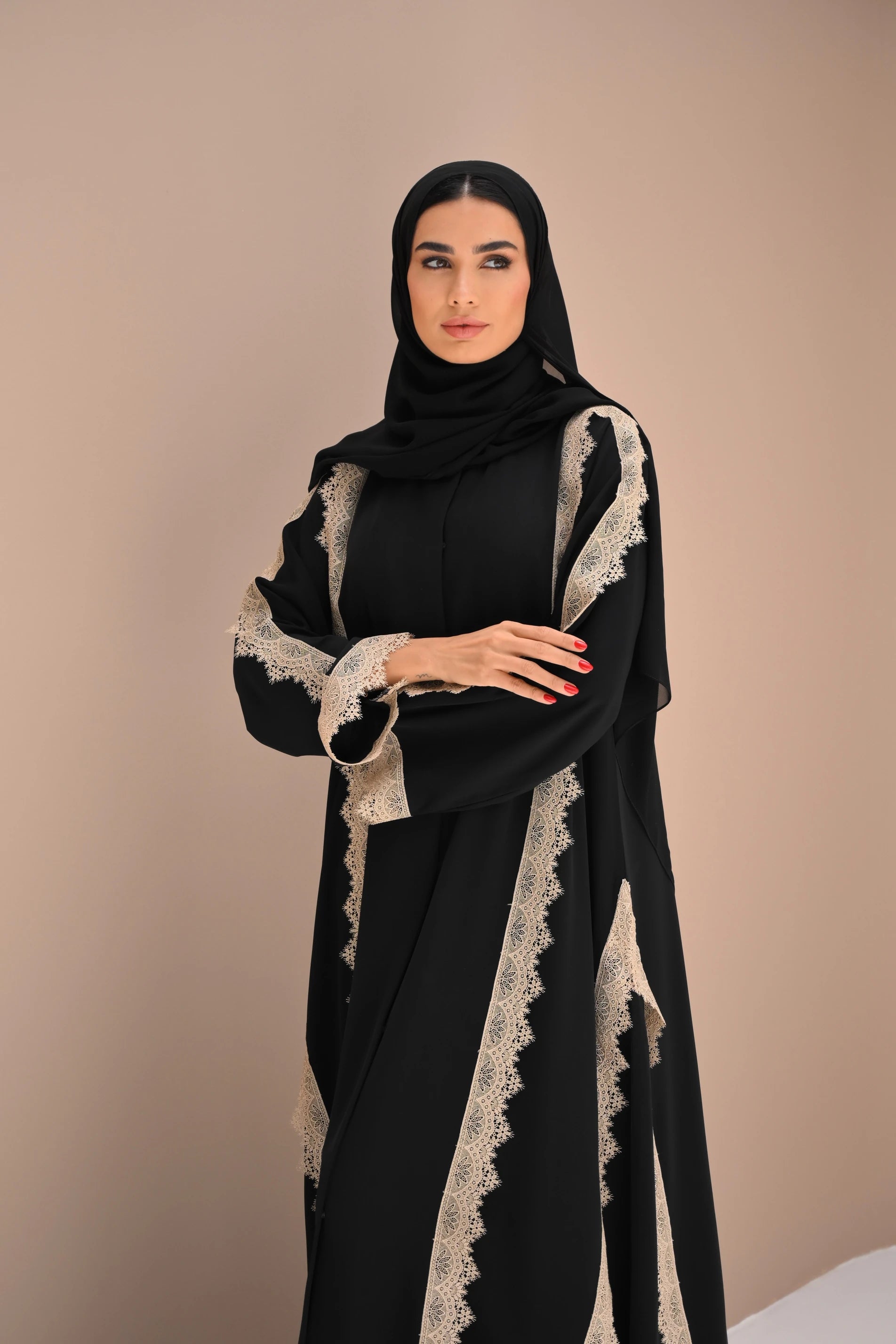Fatema Abaya | Black And Beige