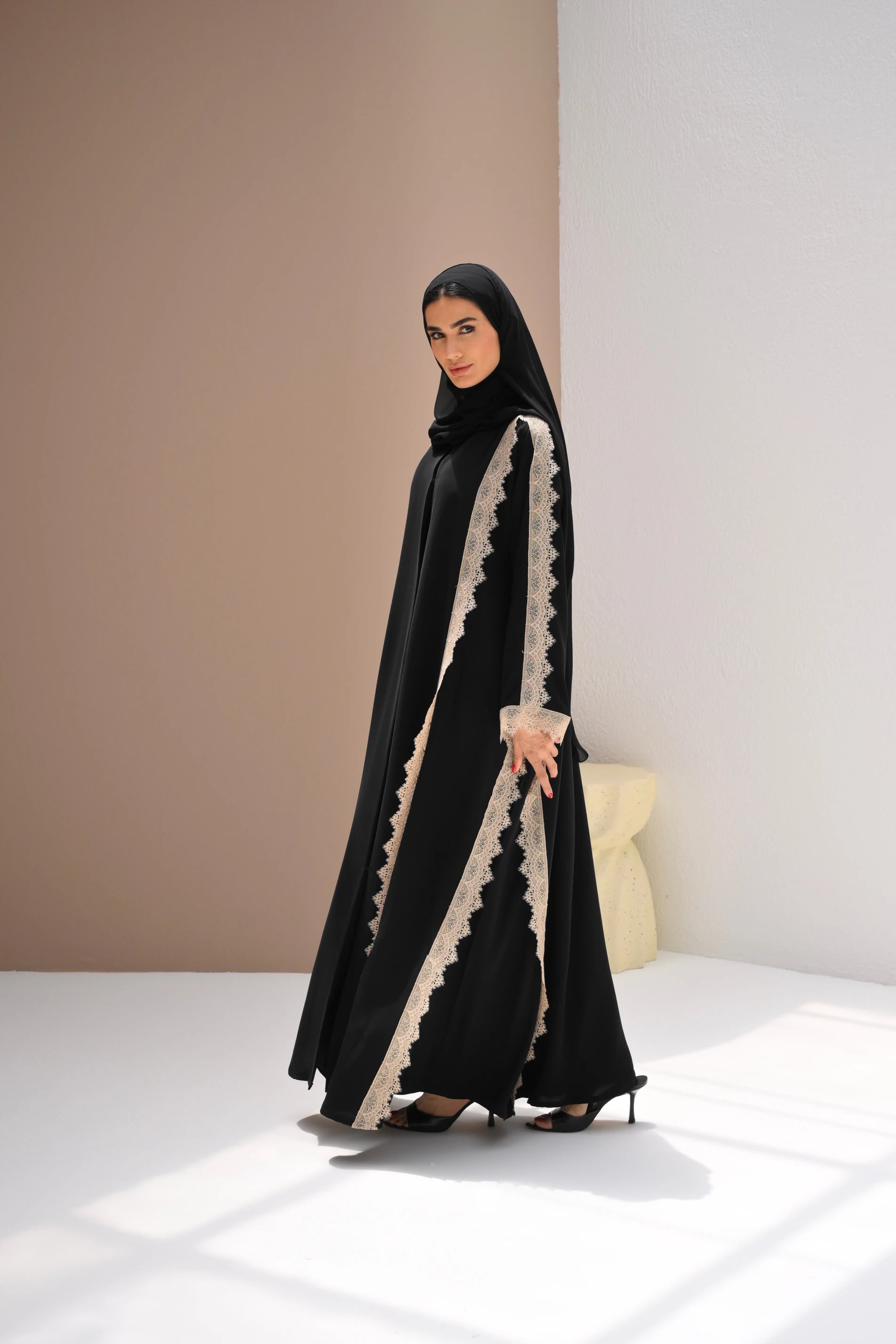 Fatema Abaya | Black And Beige